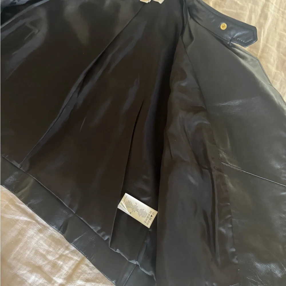 Michael Kors Black Leather Moto Jacket with Gold Hardware - Picture 2 of 7